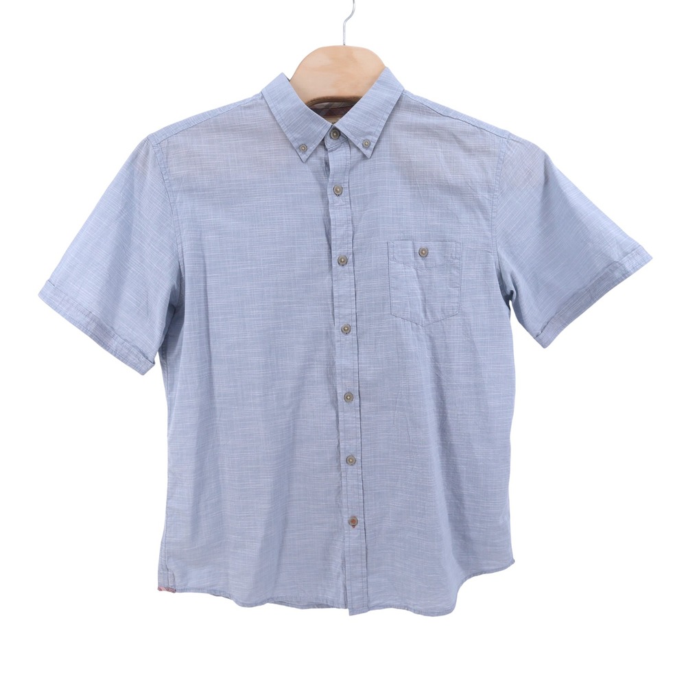 Weatherproof Vintage‎ Short Sleeve Button Up Shirt Men's XL Blue Plaid Flip Cuff